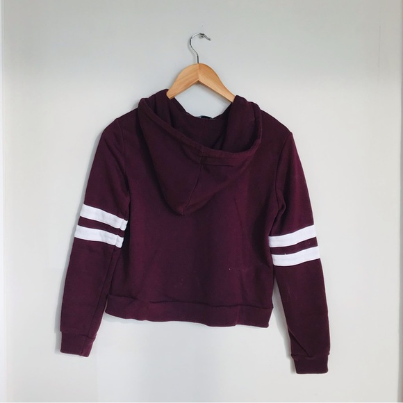 Forever 21 XXI Maroon Varsity Hoodie Sweatshirt Size S - Picture 5 of 6